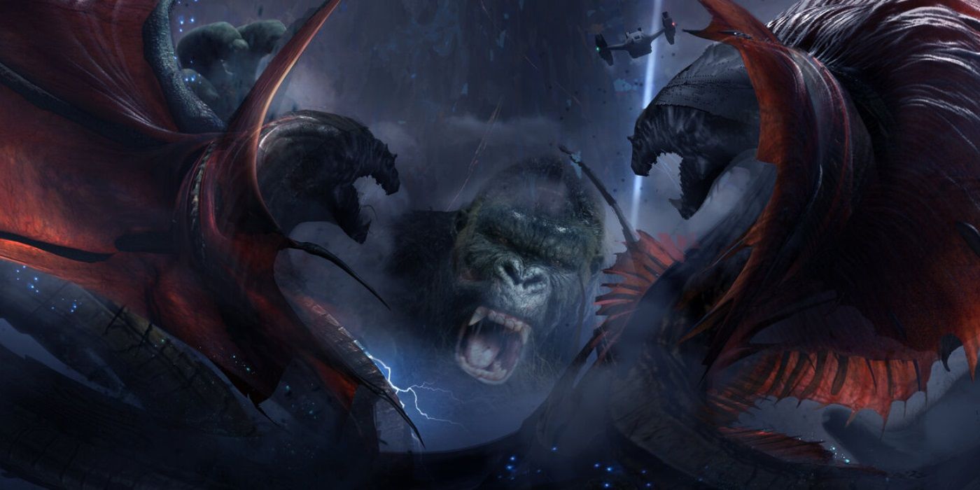 Godzilla vs. Kong concept art depicts the battle with the Warbats