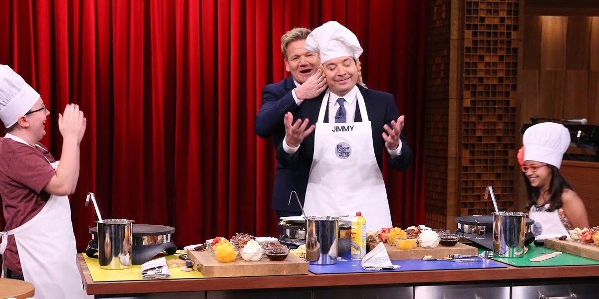 Gordon Ramsay hosts a cooking competition with Jimmy Fallon on The Tonight Show