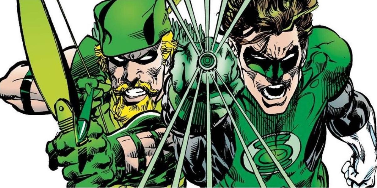 Green Arrow and Green Lantern untied together