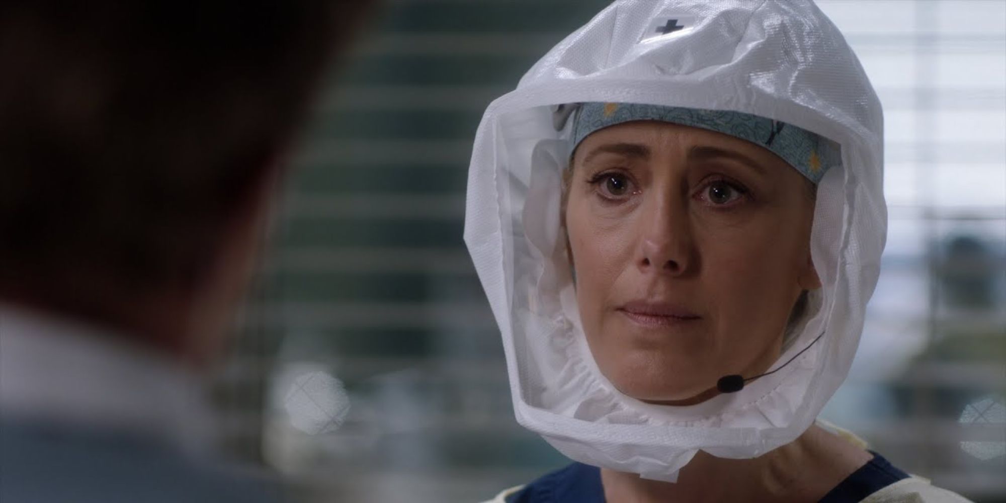 Teddy wearing her PPE in Grey's Anatomy