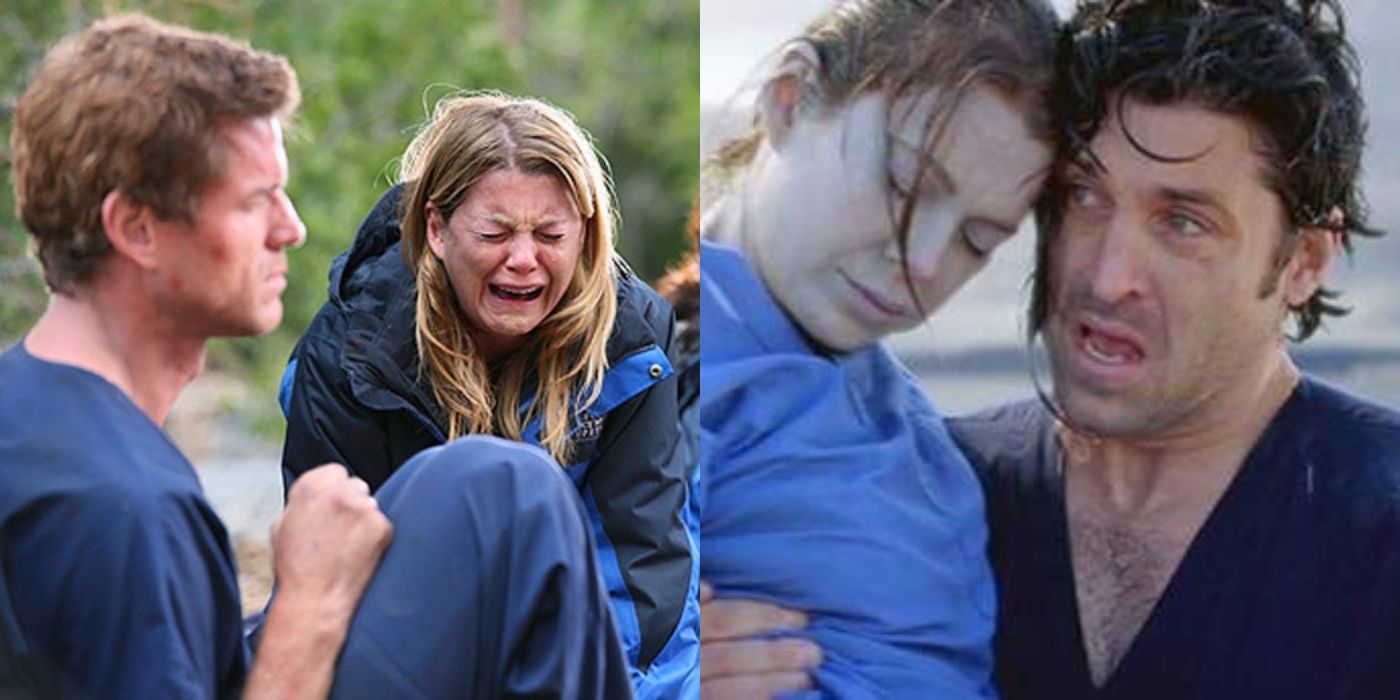 Mark and Meredith after the plane crash and Meredith and Derek after she almost drowns Grey's Anatomy featured image