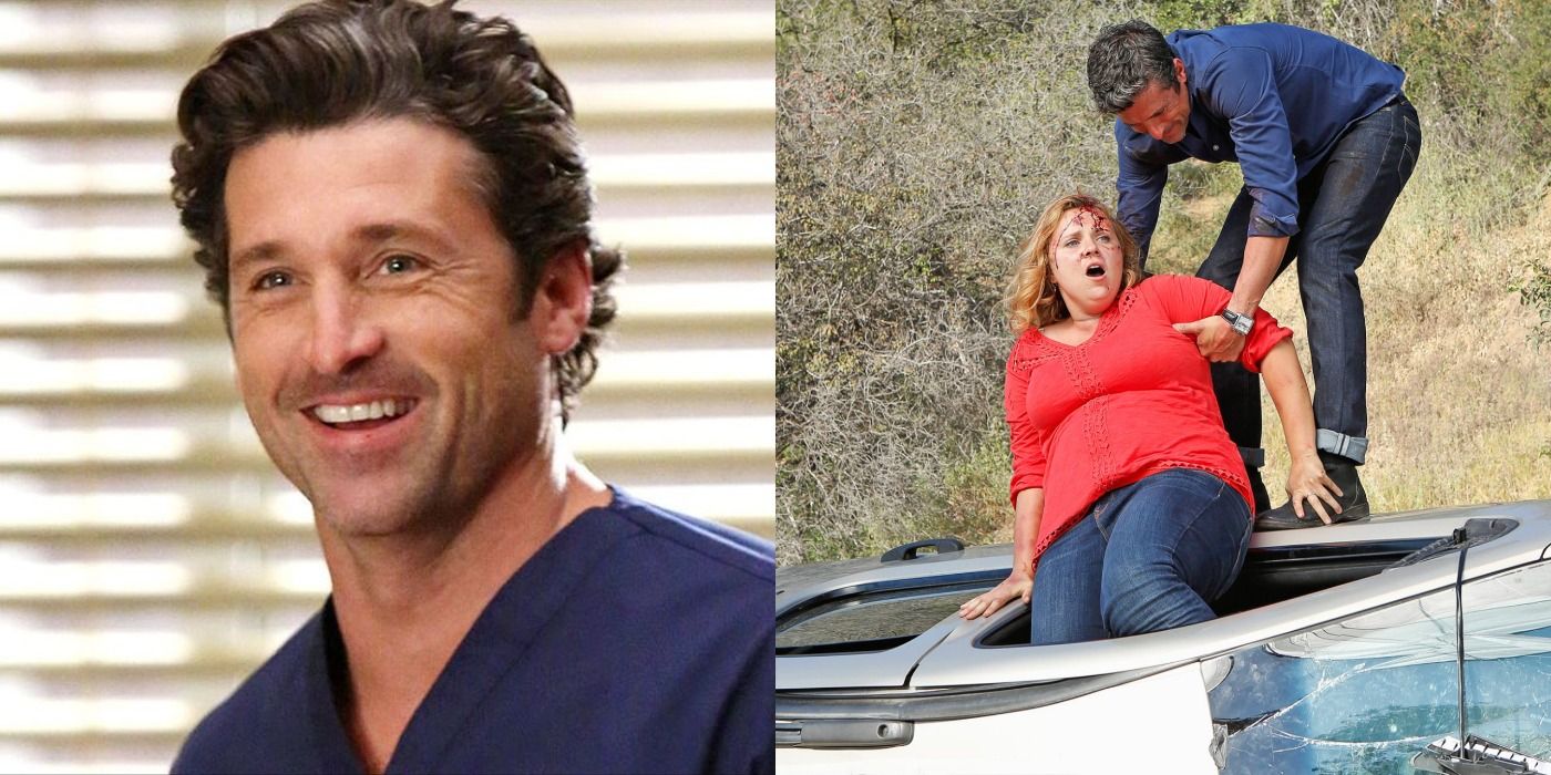 Two side by side images of Derek from Grey's Anatomy