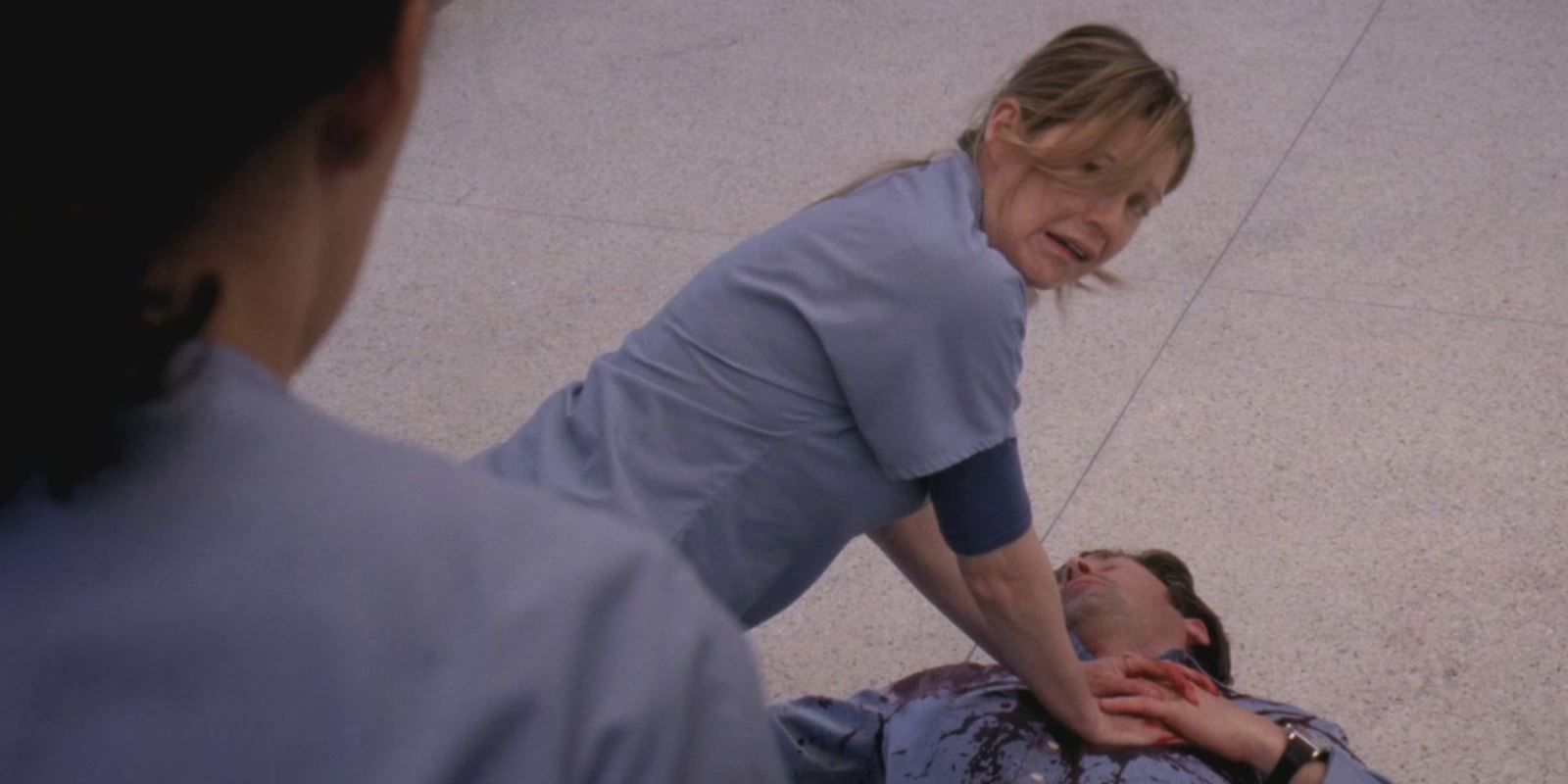 Alex receiving CPR after being shot in Grey's Anatomy