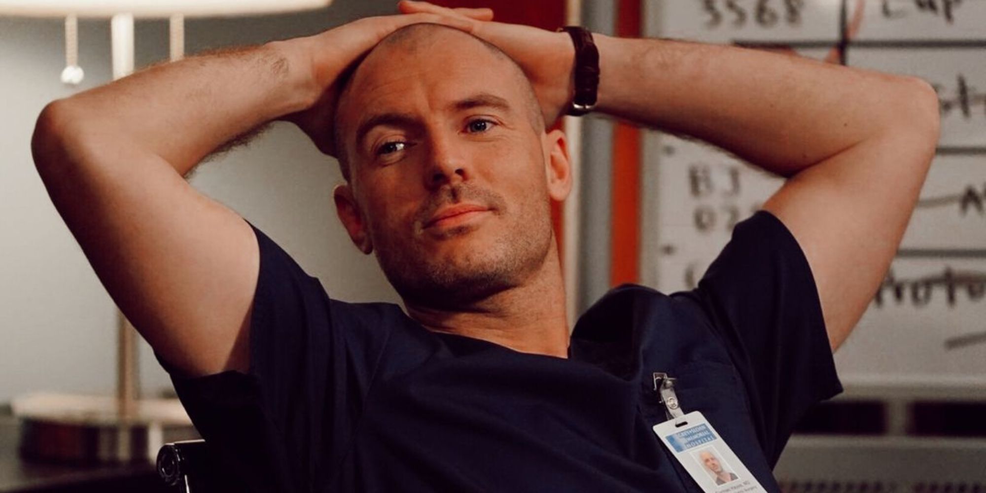 An image of Cormac Hayes with his handss on his head in Grey's Anatomy
