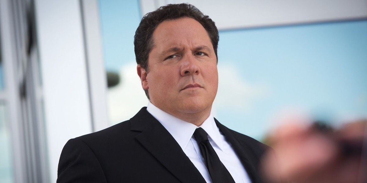 Happy Hogan looking serious at someone off-screen in Iron Man