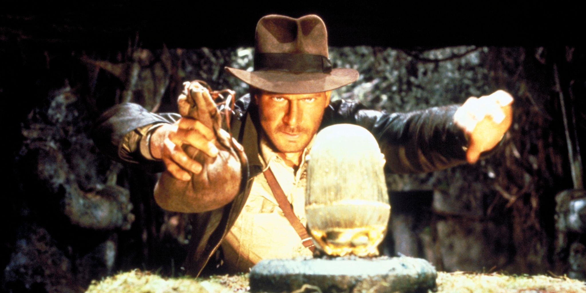 Indy steals treasure from a tomb in Raiders of the Lost Ark
