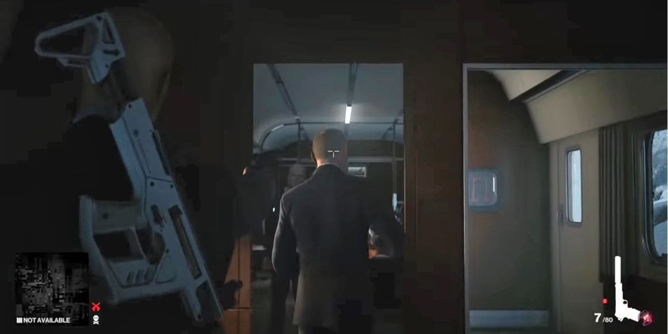Agent 47 shooting the Constant in the head