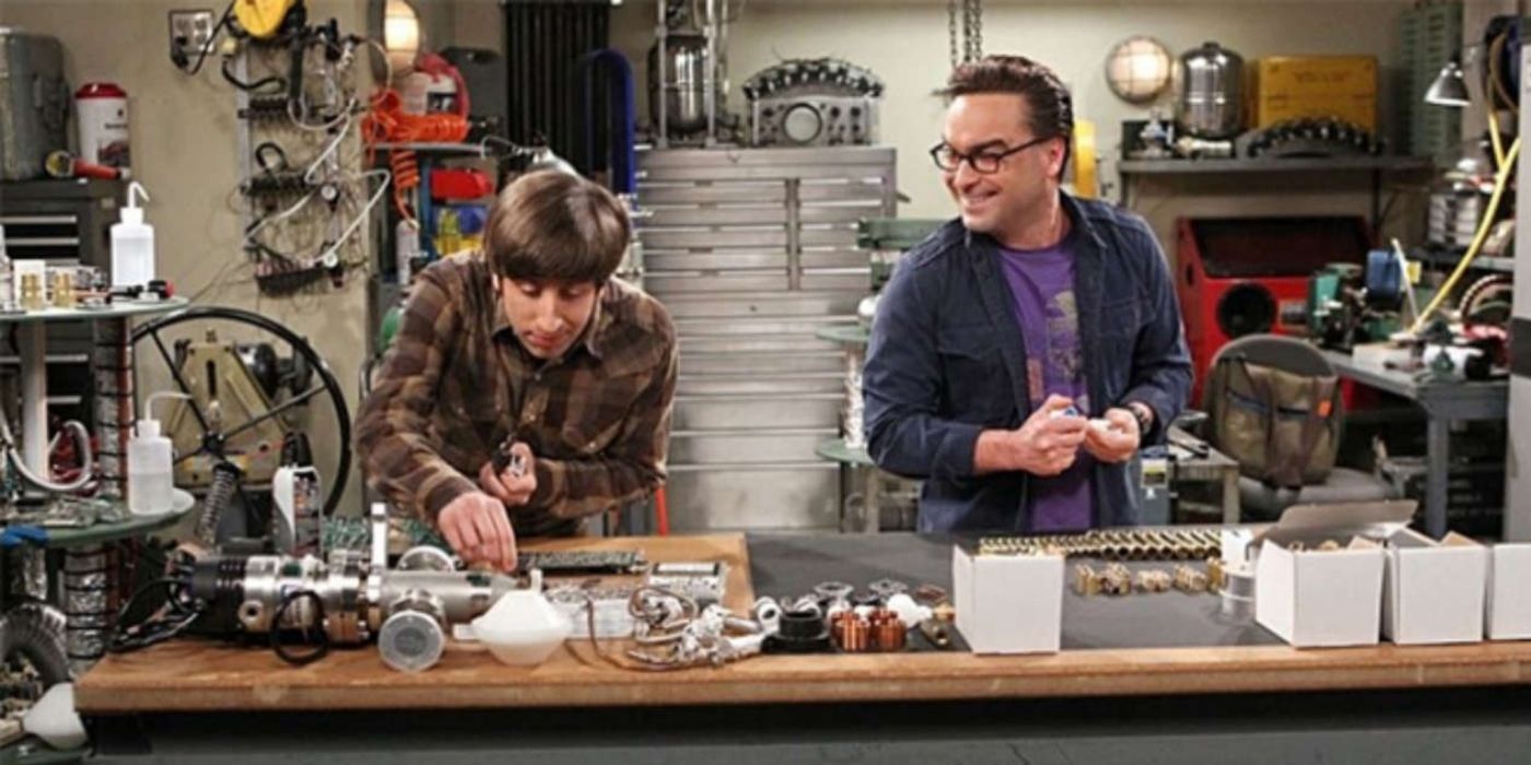 Howard and Leonard working in the lab on The Big Bang Theory