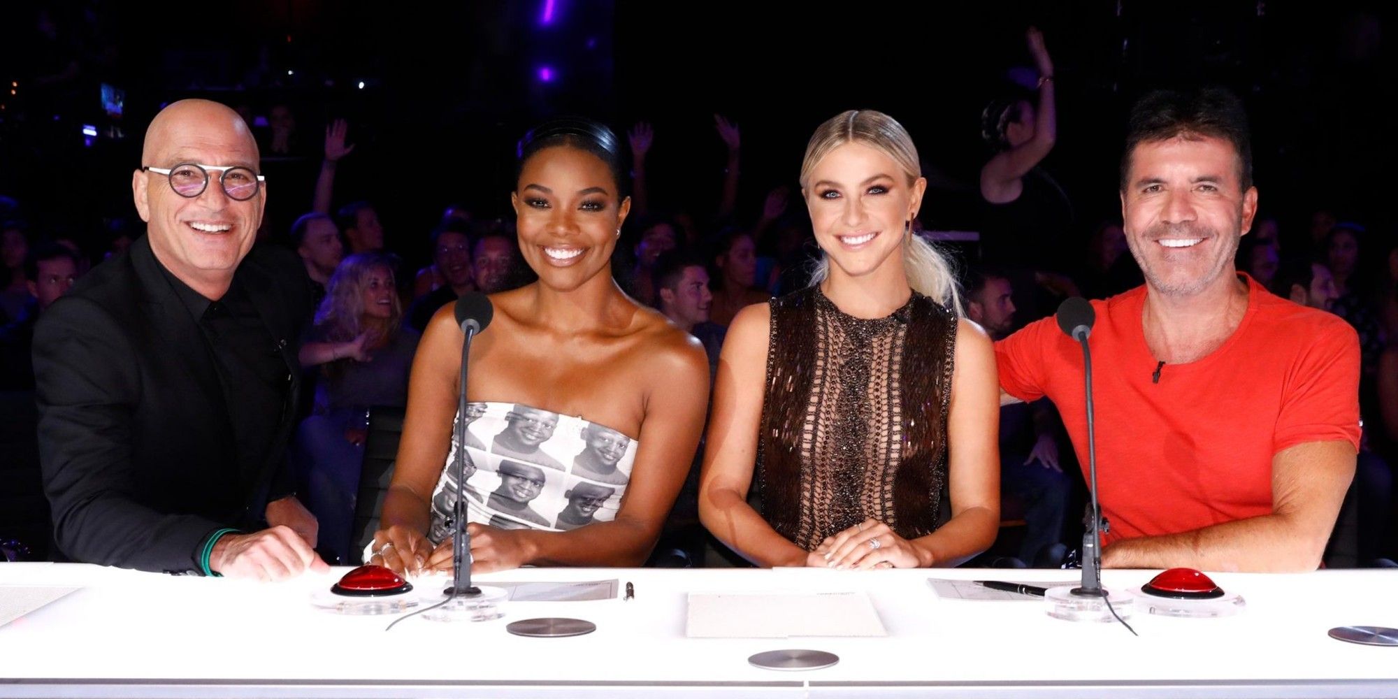 Howie Mandel, Gabrielle Union, Julianne Hough and Simon Cowell on America's Got Talent season 14