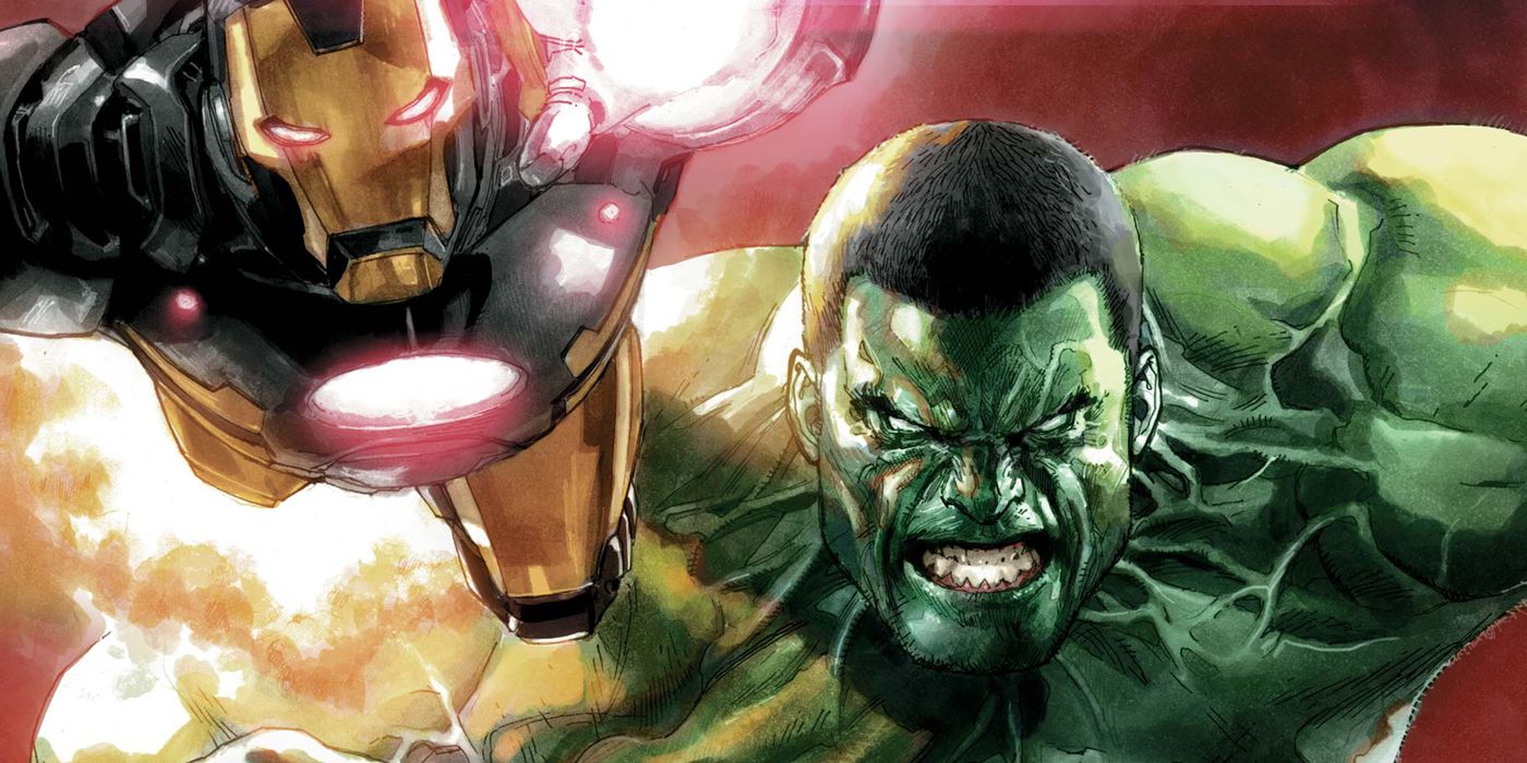 Hulk and Iron Man working together.