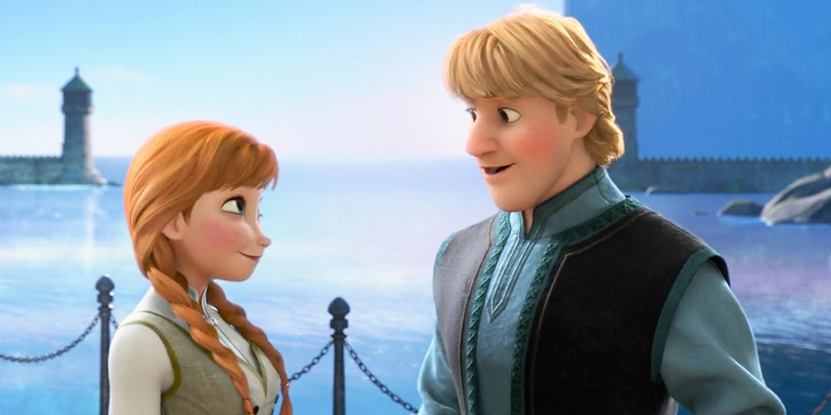 Anna looking at Kristoff at the docks in Frozen 2