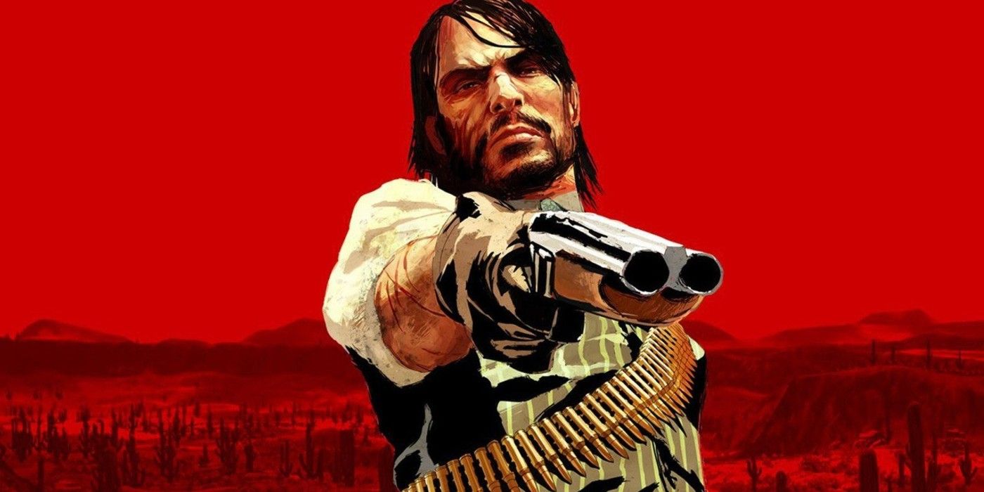 John Marston pointing a gun in Red Dead Redemption 