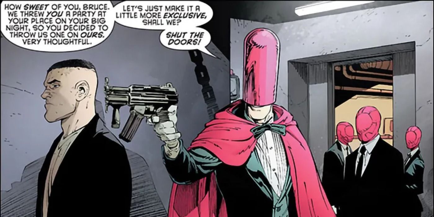 The Red Hood with his gun out in House of Hush.