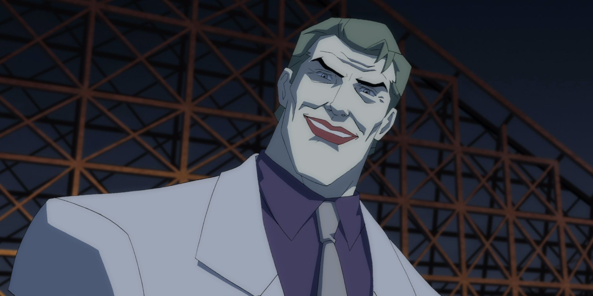 Joker in front of the rollercoaster in The Dark Knight Returns Part 2