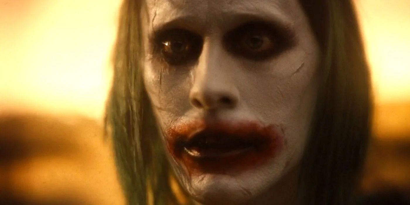 Jared Leto's Joker in Knightmare world looking at camera in Justice League: The Snyder Cut