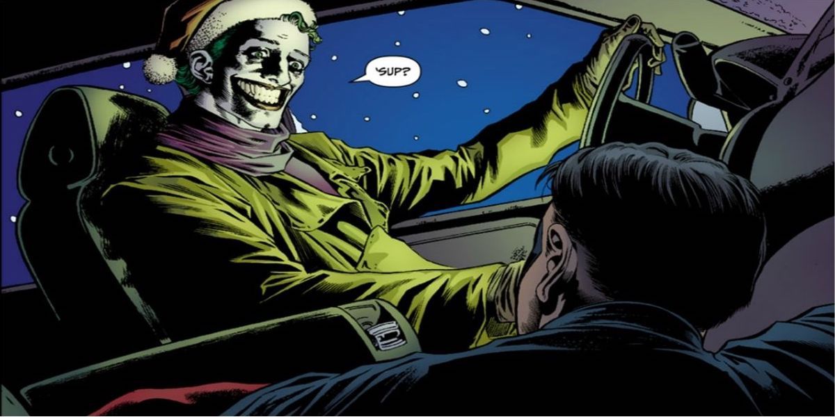 Joker takes Tim Drake for a ride during the Christmas Season