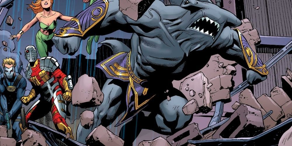 King Shark attacks along with the Suicide Squad