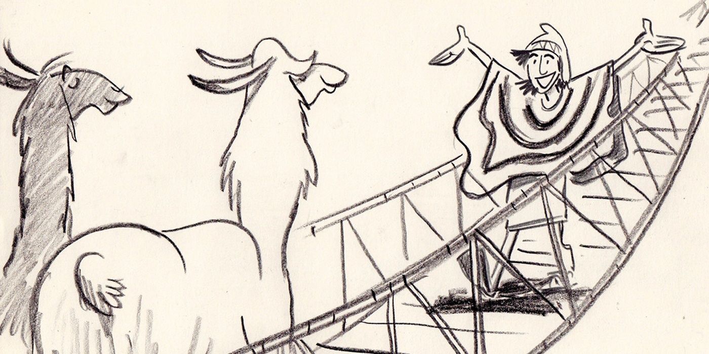 Llamas on the Bridge in Kingdom of the Sun