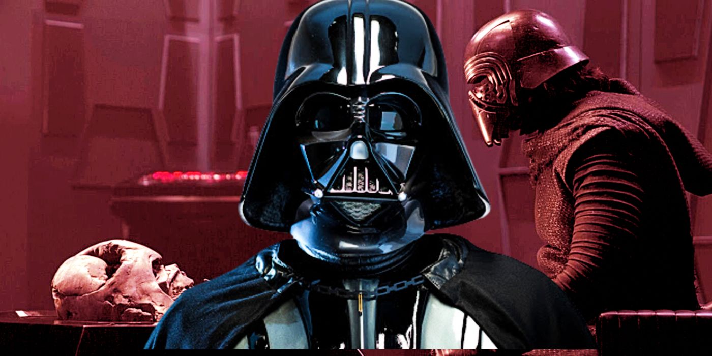 Kylo Ren in Star Wars The Force Awakens and Darth Vader