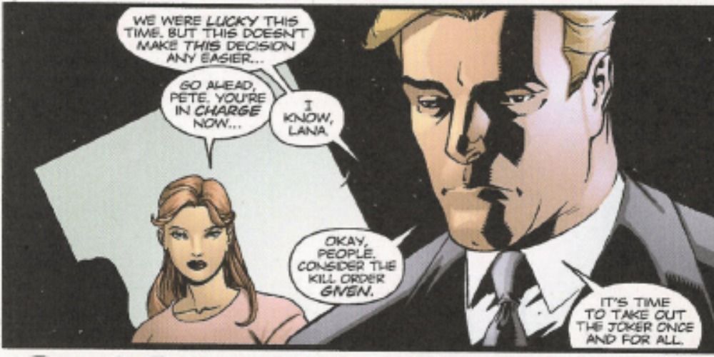 Lana Lang advises the president to deal with the Joker