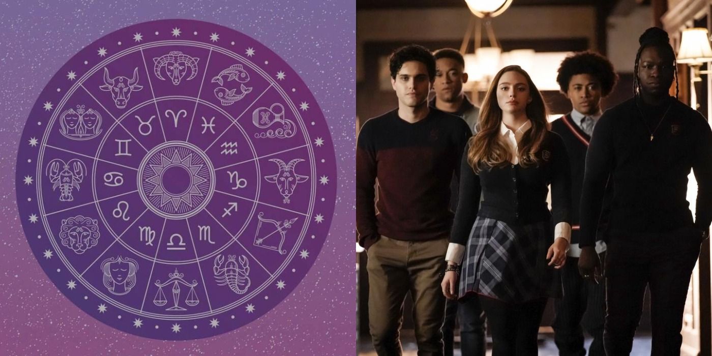 Split image of the Zodiac signs and Legacies characters
