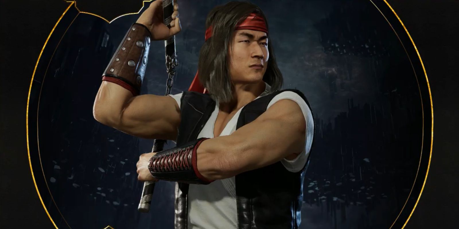 Liu Kang wielding his nunchaku in Mortal Kombat 11