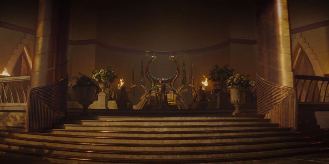 Loki sits on the Asgard Throne