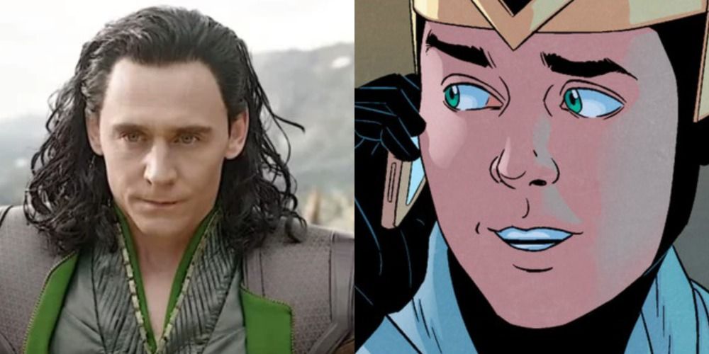Loki ready for a fight in the MCU and Kid Loki on the phone in MarvelComics