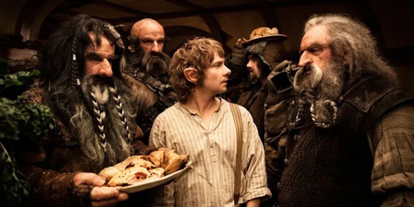 Bilbo Baggins entertaining the dwarves in The Hobbit