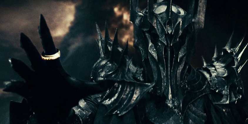 Sauron holding out his hand in The Lord of the Rings.