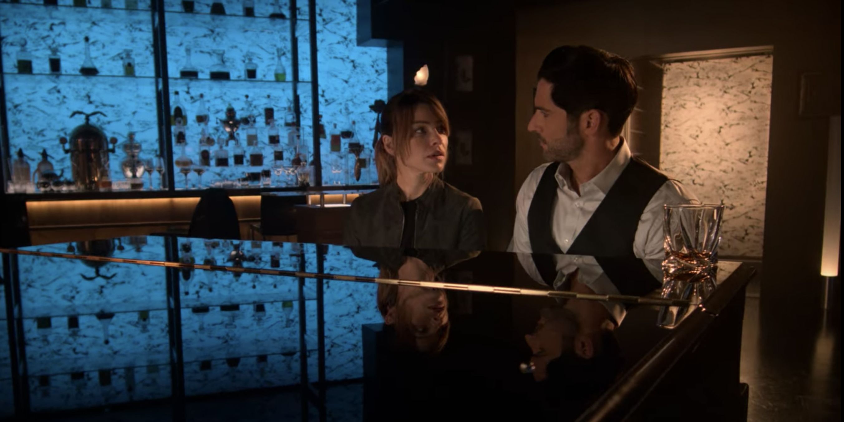 Lucifer and Chloe sit at the piano.