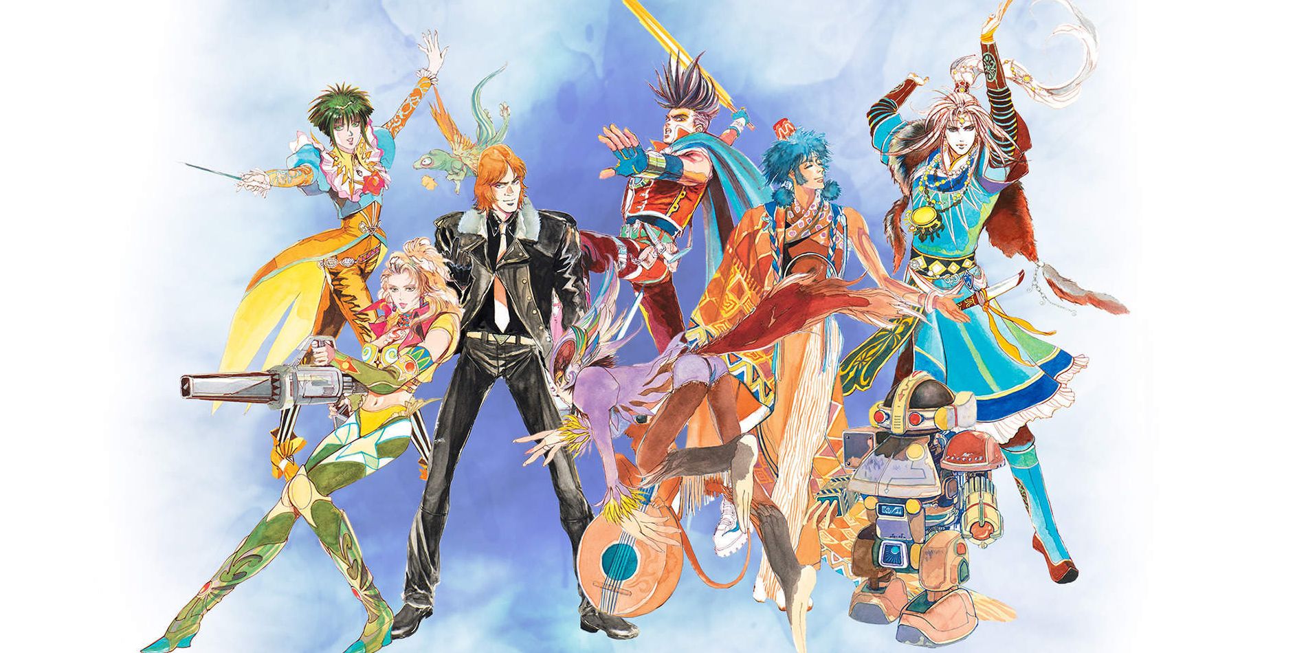 Main heroes of Saga Frontier Remastered including Fuse