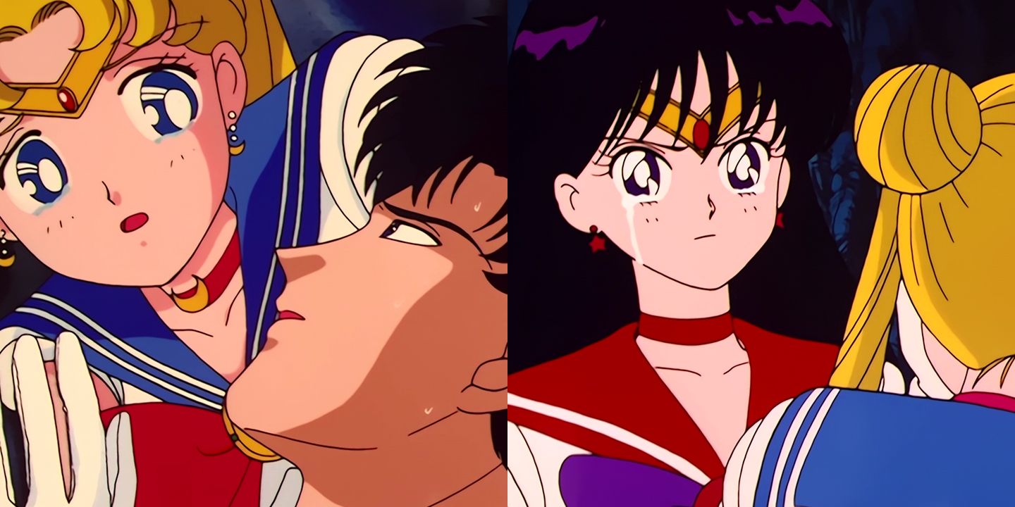 Mamoru dies in Sailor Moon's arms and Mars cries in episode 34 and 35