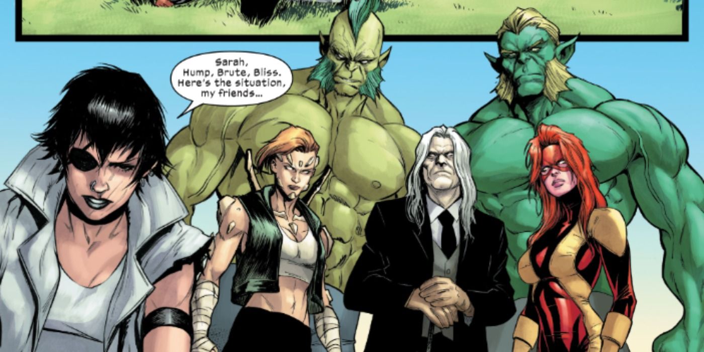 An image of the Morlocks and Callisto talking in the comics