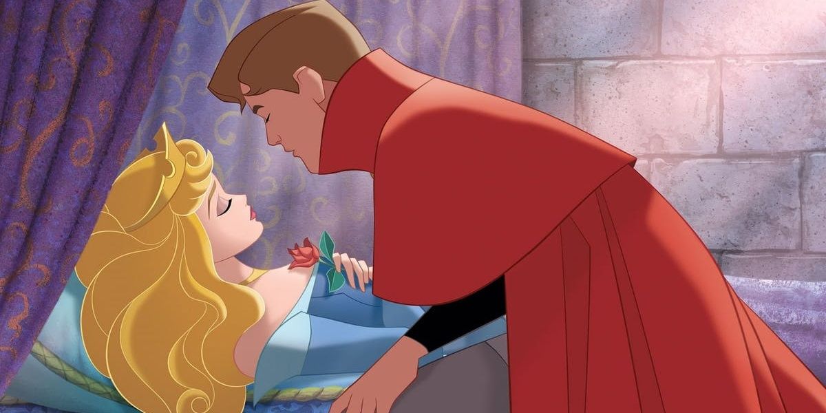 Prince Phiip kissing Aurora to awaken her
