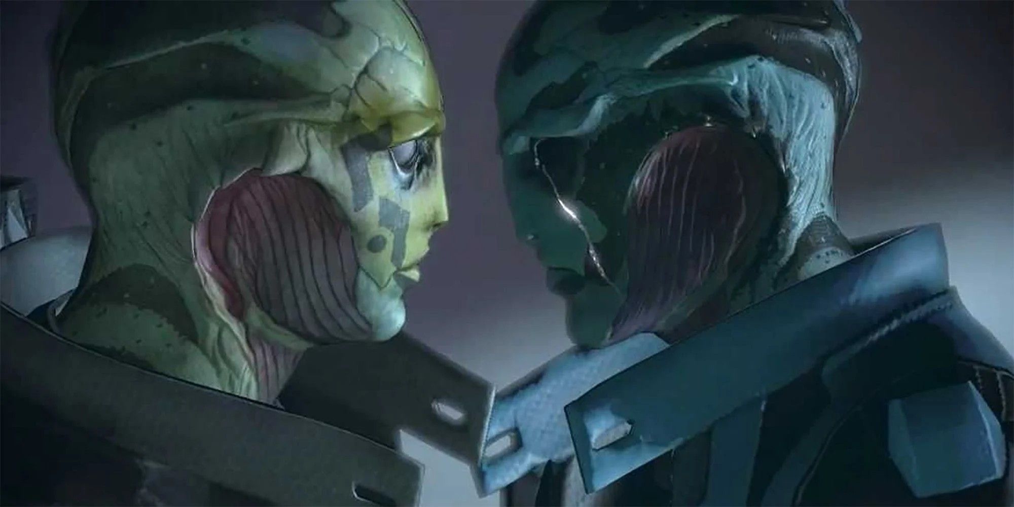 Thane reunites with his son Kolyat in a tearful confrontation during the Sins of the Father mission in Mass Effect 2