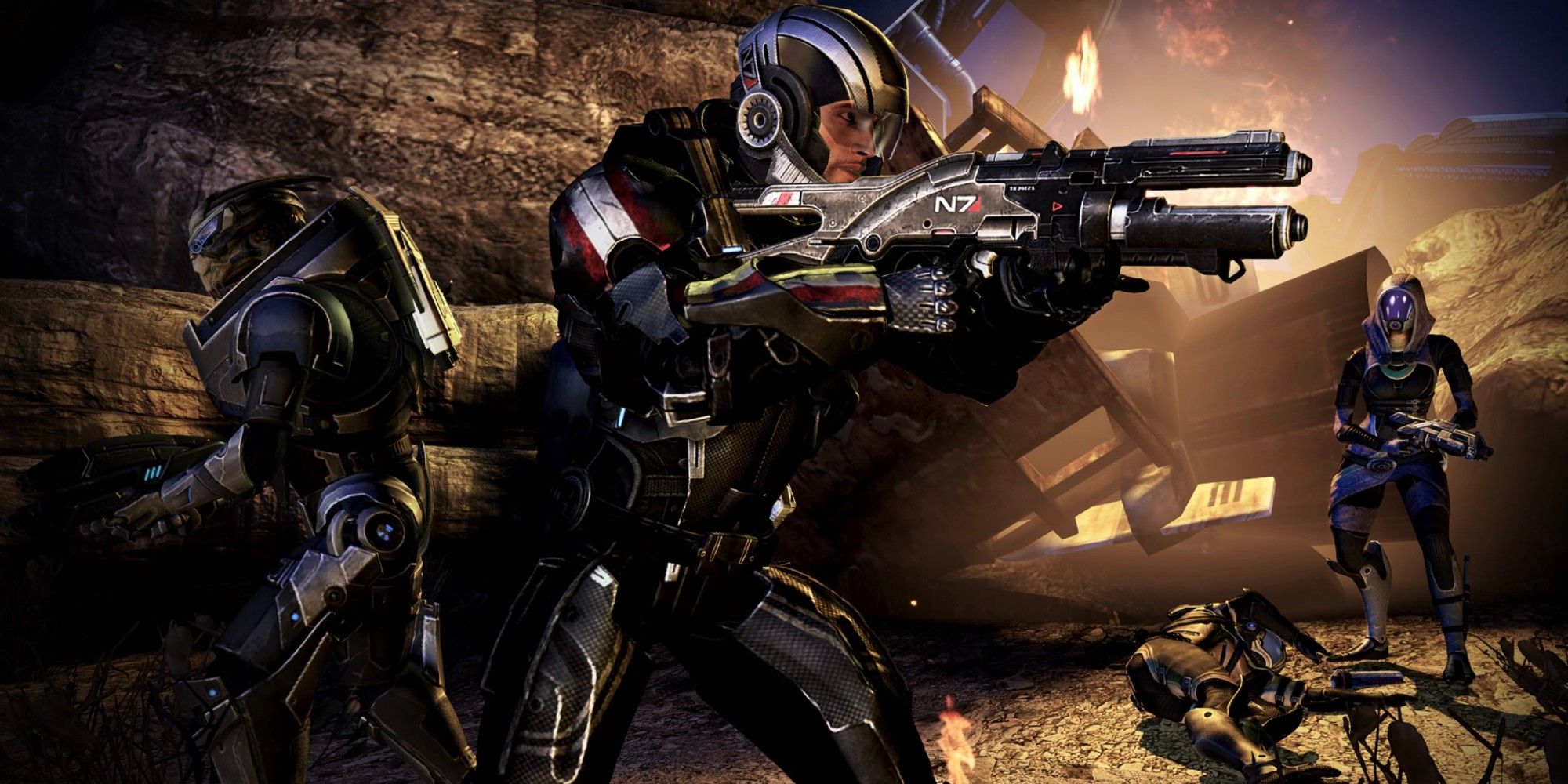 Shepard uses an Assault Rifle in Mass Effect 3