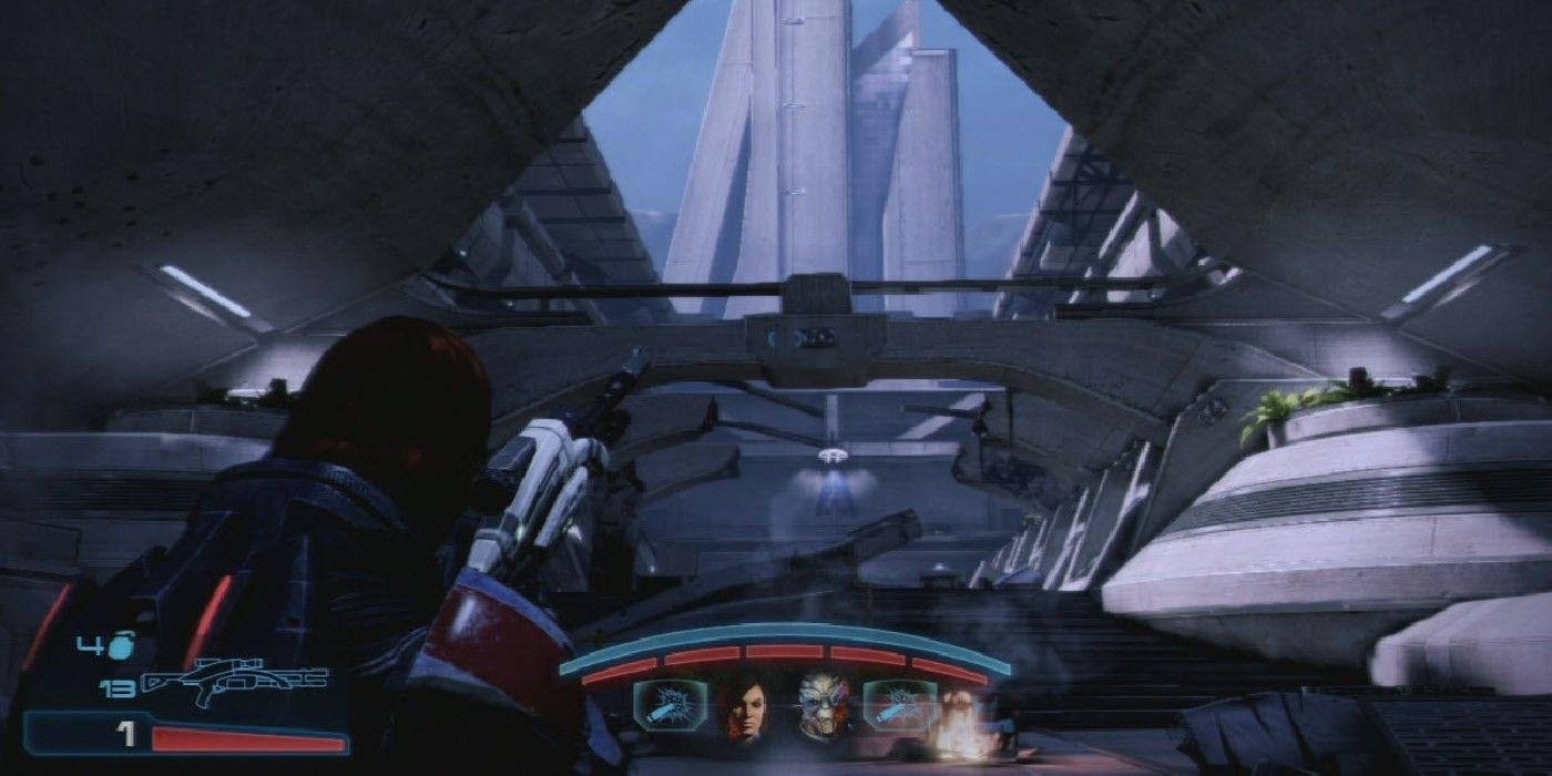 Shepard takes cover in Mass Effect 3