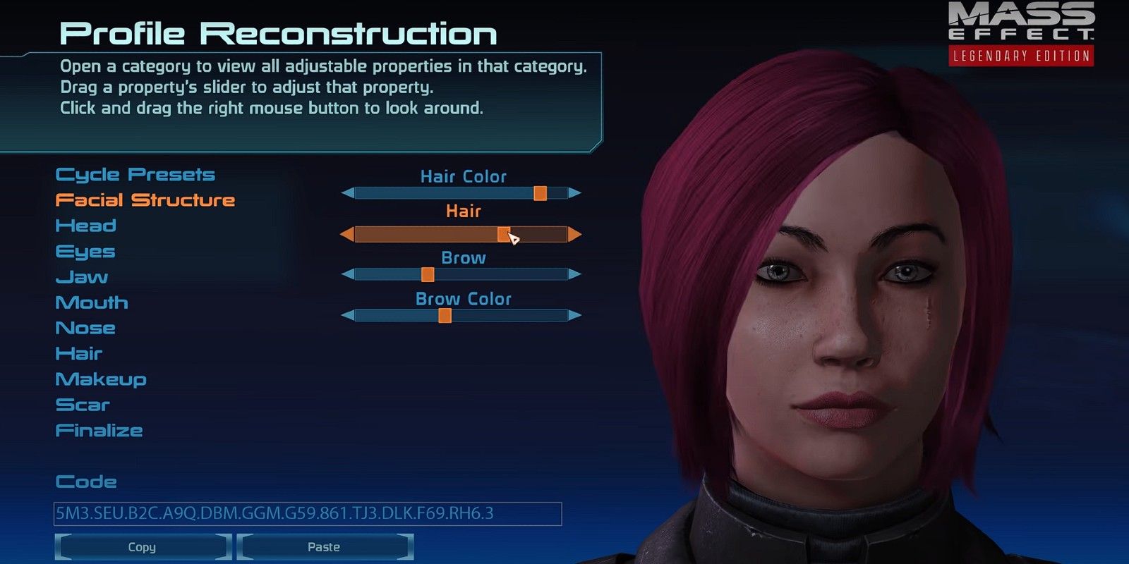 The Character Creation features are expanded in Mass Effect: Legendary Edition