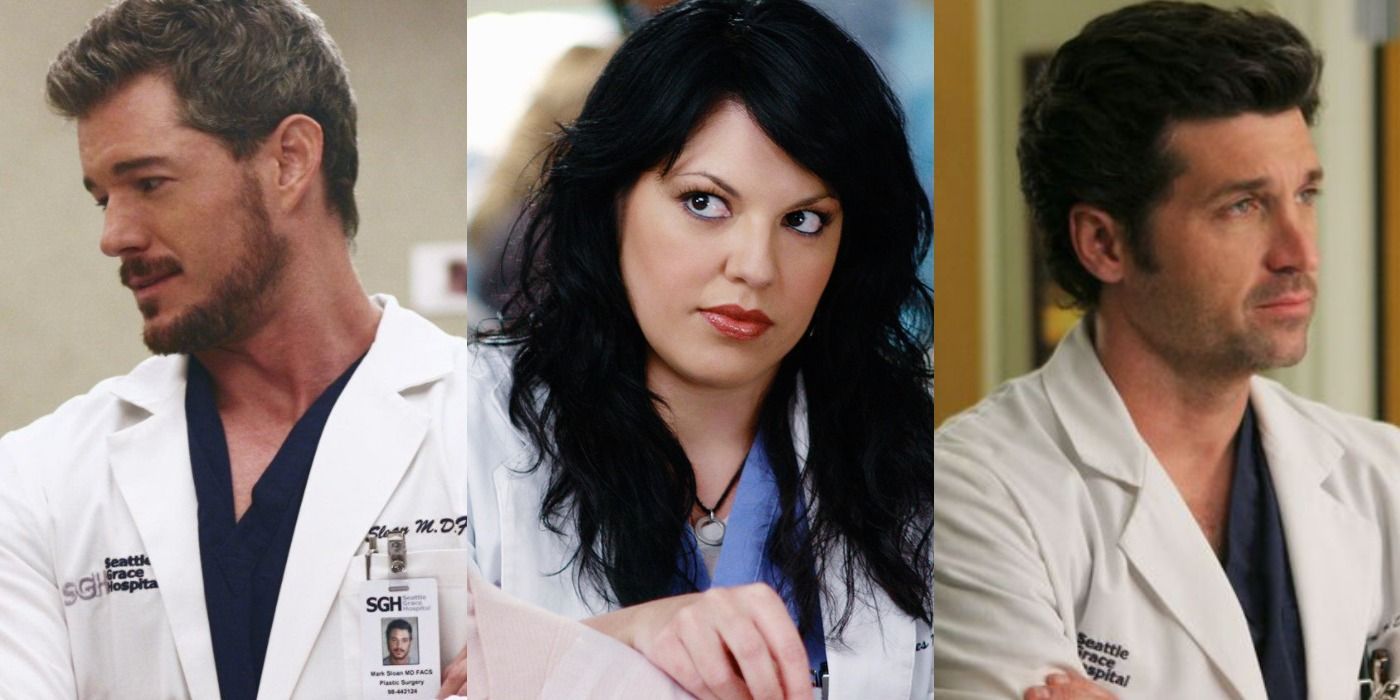Mark/Callie/Derek in lab coats at Grey Sloan Hospital in Grey's Anatomy