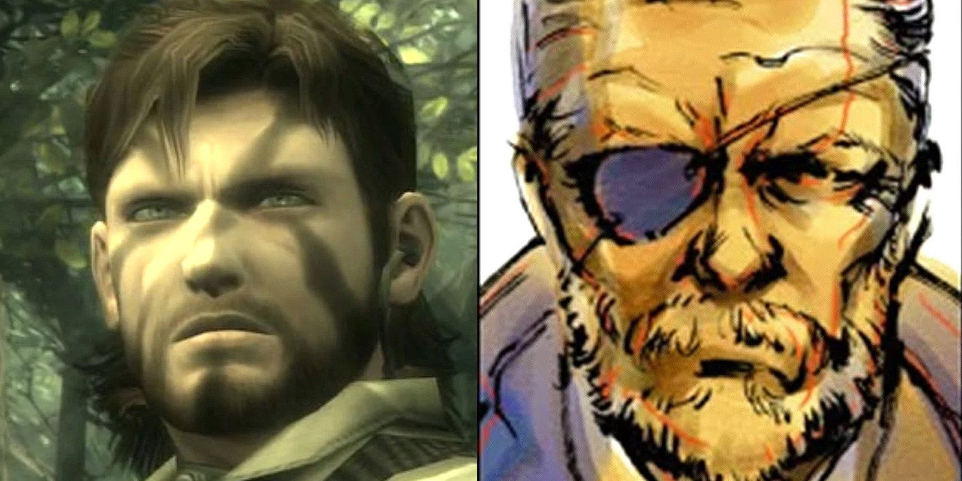 Split image of Big Boss from Metal Gear Solid 3: Snake Eater and Metal Gear Solid
