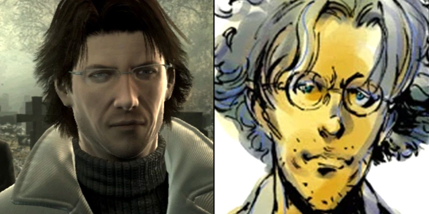 Split image of Otacon from Metal Gear Solid 1 and 4