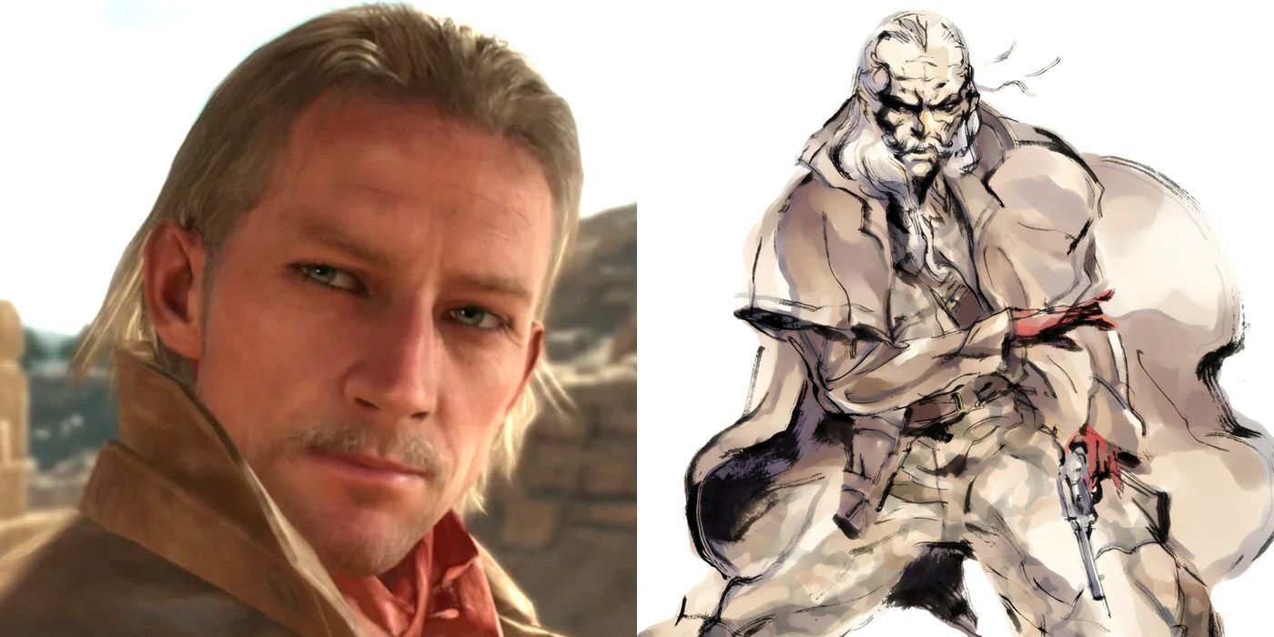 Split image of Revolver Ocelot from Metal Gear Solid 1 and 5