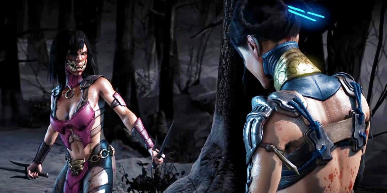 Mileena confronting Kitana in Mortal Kombat X