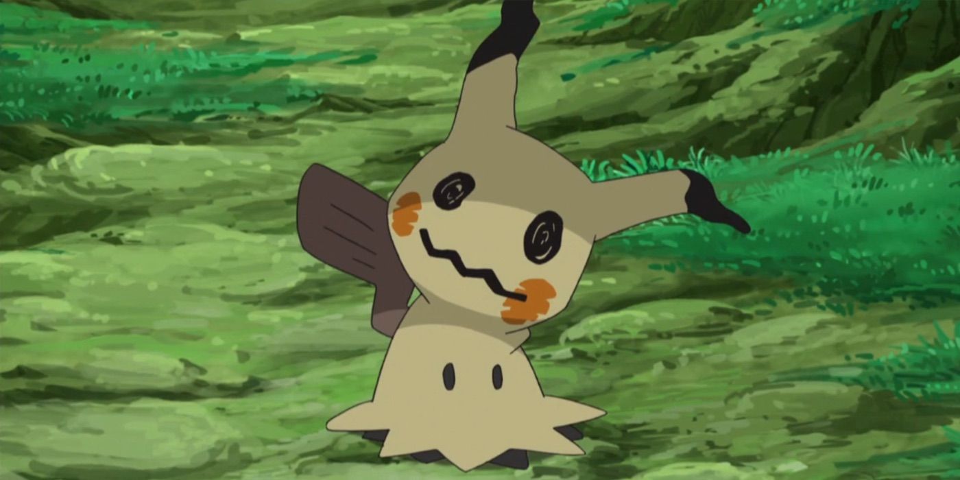 Mimikyu on the ground in the Pokémon Sun &amp; Moon anime