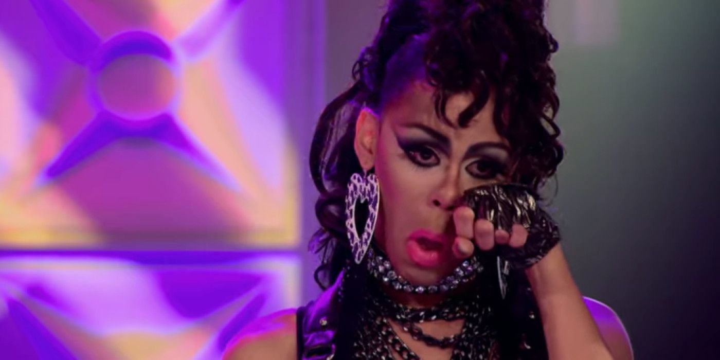 Monica Beverly Hillz crying on the runway at RuPaul's Drag Race
