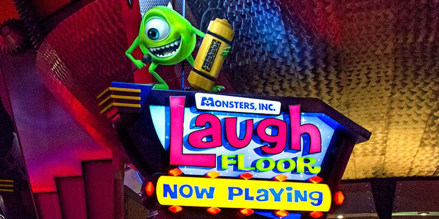 Mike Wazowski on the Monster's Inc Laugh Floor Sign