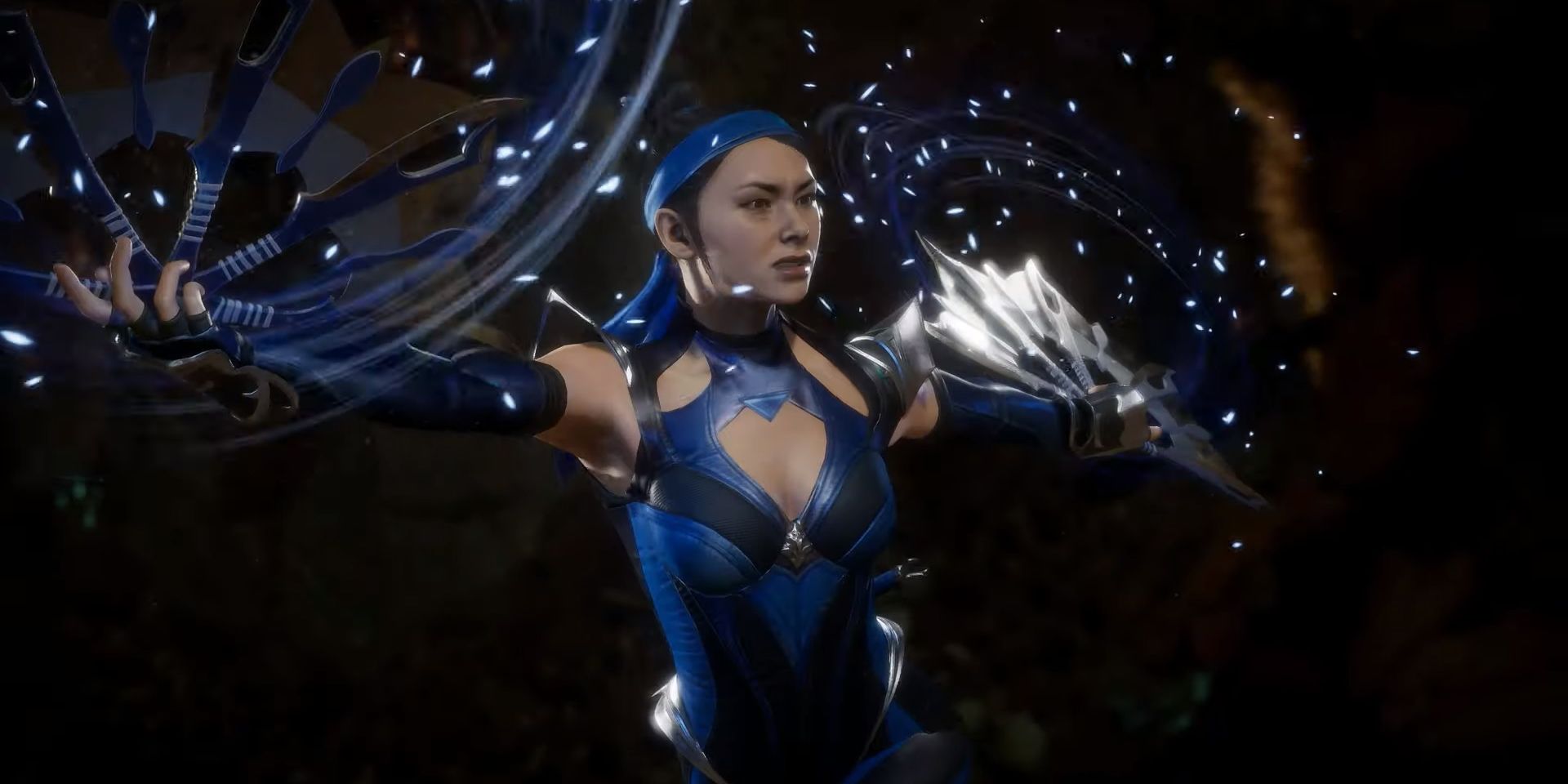 Kitana wields her bladed fans in Mortal Kombat 11