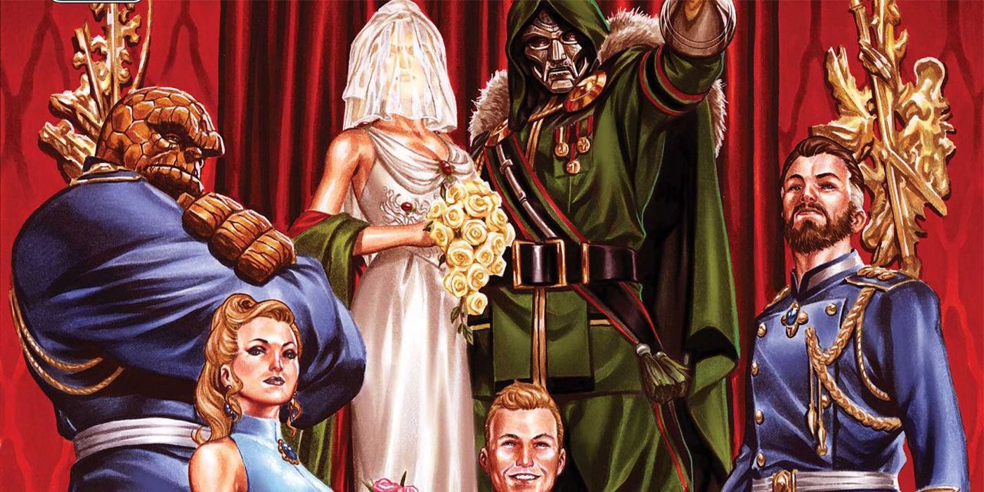 The wedding of Doctor Doom with the Fantastic Four present