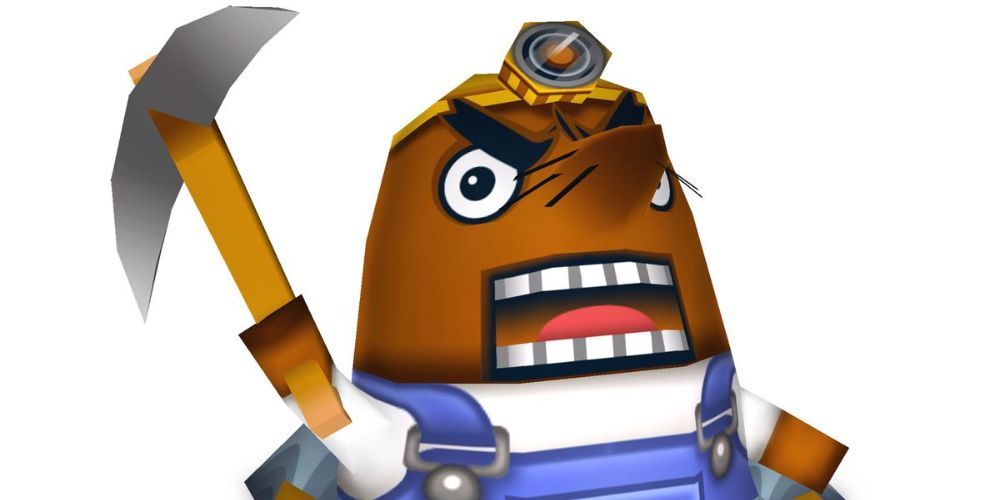 Closeup of Mr Resetti from Animal Crossing
